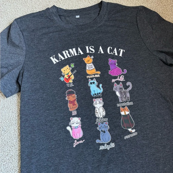 taylor swift karma is a cat grey eras tour t-shirt - Picture 5 of 11